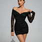 Shiny Mesh Ruched Mini Dress