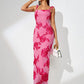 3D Floral Embroidered Knot-Strap Maxi Dress
