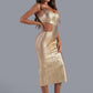 Gold Kiara Midi Bandage Dress