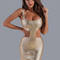 Gold Kiara Midi Bandage Dress