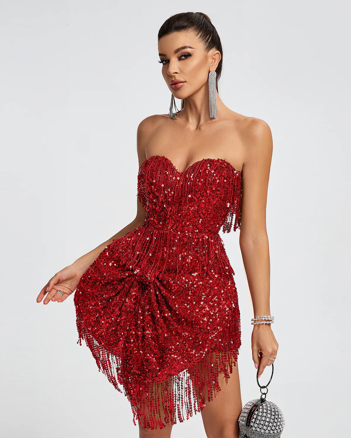 Huge Bowknot Sequined Mini Dress