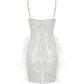 Basina Pearl Sequin Feather Mini Dress