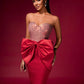 Huge-Bow Sequin Corset Backless Mini Dress