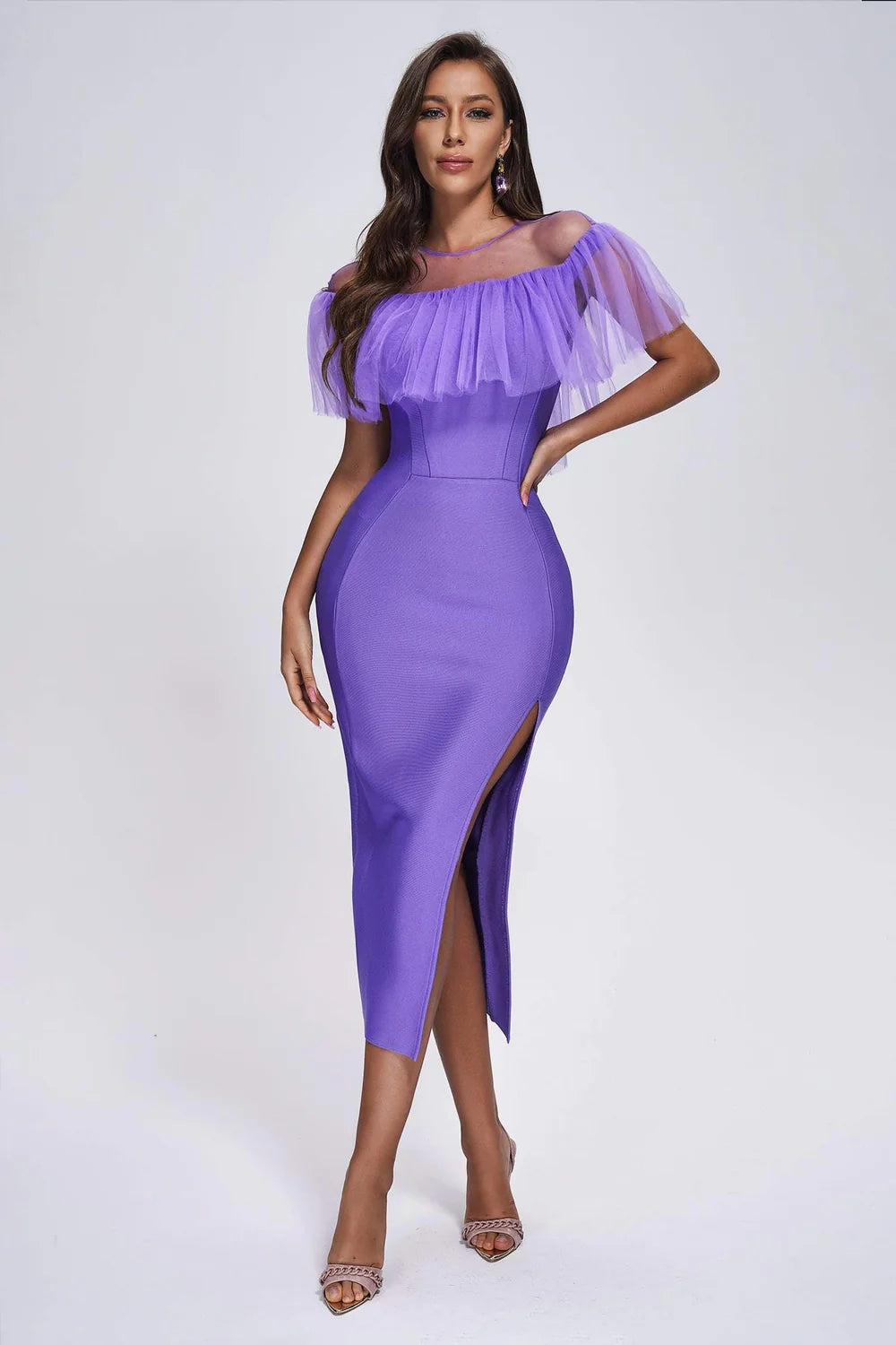 Mandana Bandage Purple Midi Dress