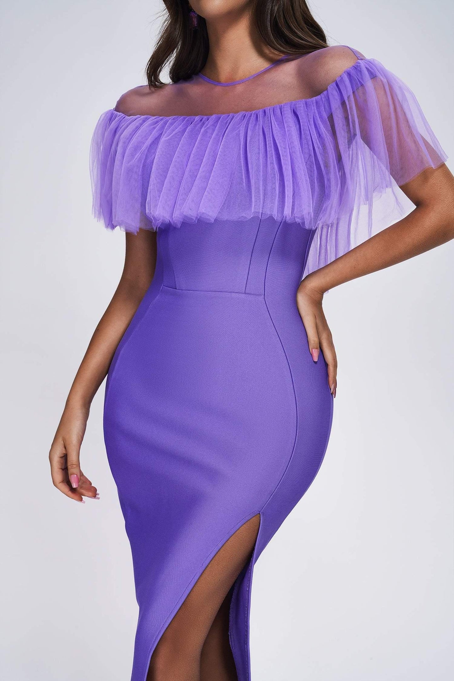 Mandana Bandage Purple Midi Dress