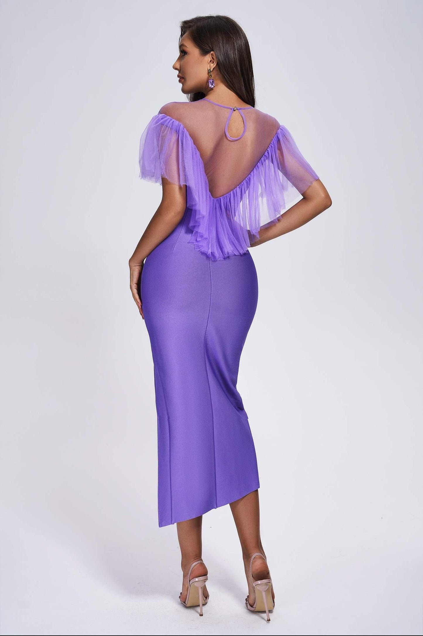 Mandana Bandage Purple Midi Dress