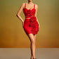 Huge Flowers Bandage Cutout Mini Dress