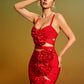 Huge Flowers Bandage Cutout Mini Dress