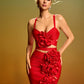 Huge Flowers Bandage Cutout Mini Dress