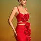 Huge Flowers Bandage Cutout Mini Dress