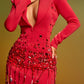 Deep V-Neck Crystal Blazer/Jacket Mini Dress