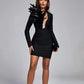 Shah Long Sleeves Feather Mini Bandage Dress