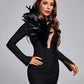 Shah Long Sleeves Feather Mini Bandage Dress