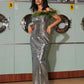 Ephrodite Off Shoulder Sequin Feather Maxi Dress