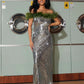 Ephrodite Off Shoulder Sequin Feather Maxi Dress