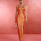 Metallic Orange Bafa Maxi Dress