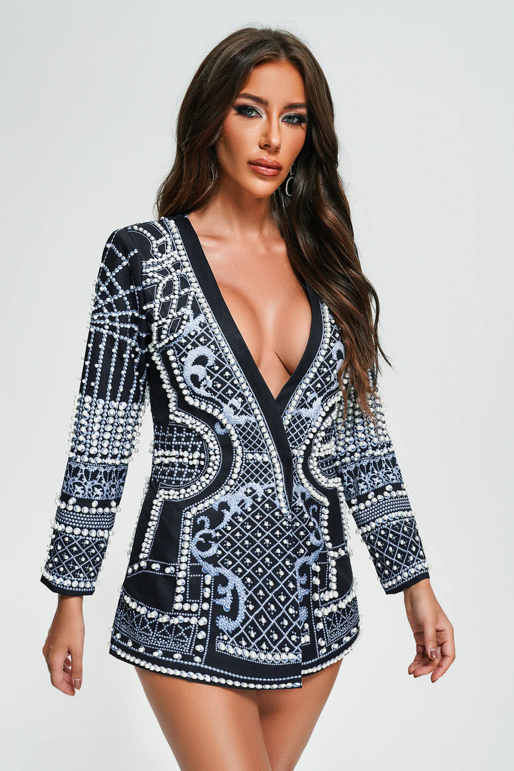 Pearl Dole Beaded Blazer Dress