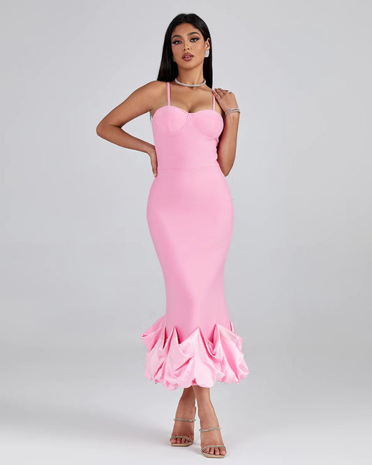 Draped Bottom Flounced Bandage Dress