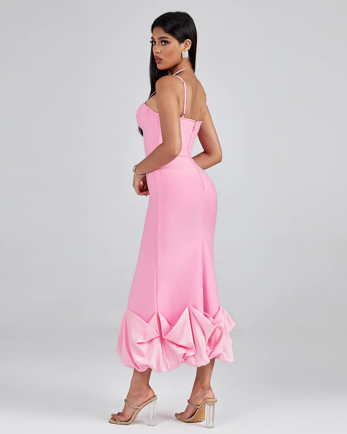 Draped Bottom Flounced Bandage Dress