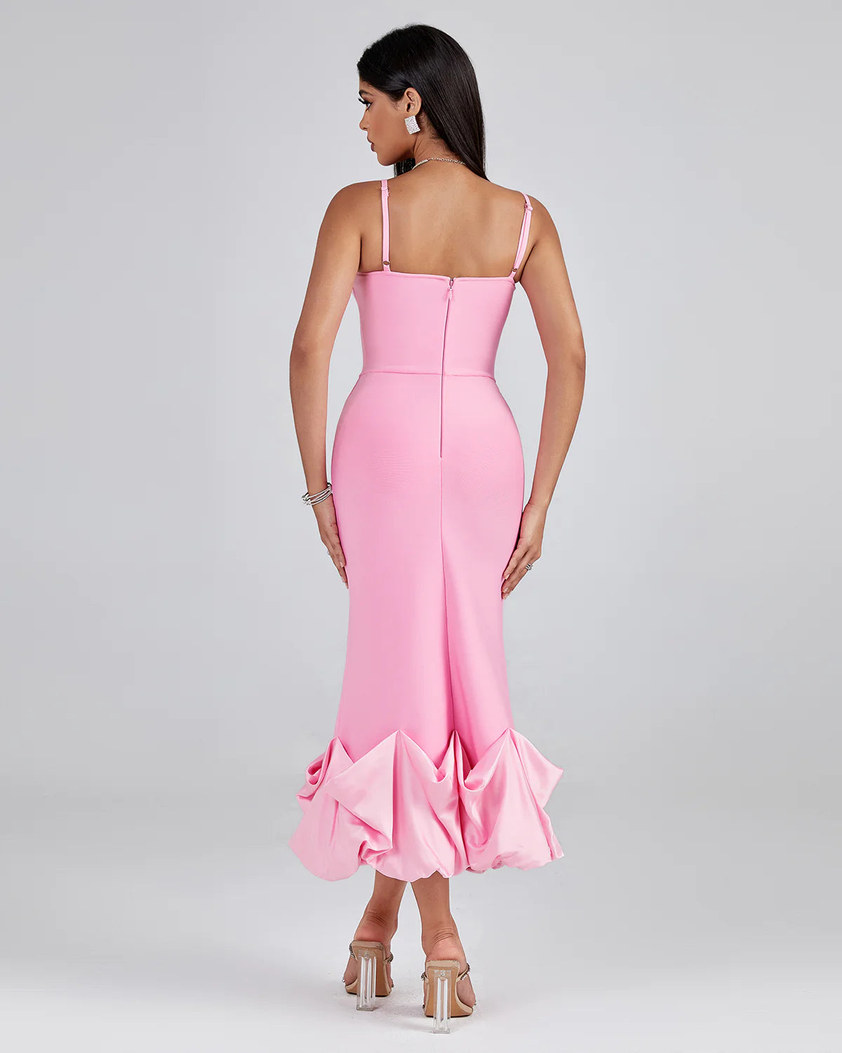 Draped Bottom Flounced Bandage Dress