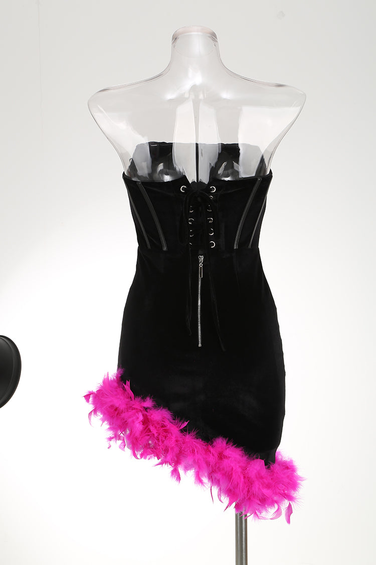 Party Swan Pink Feather Mini Dress