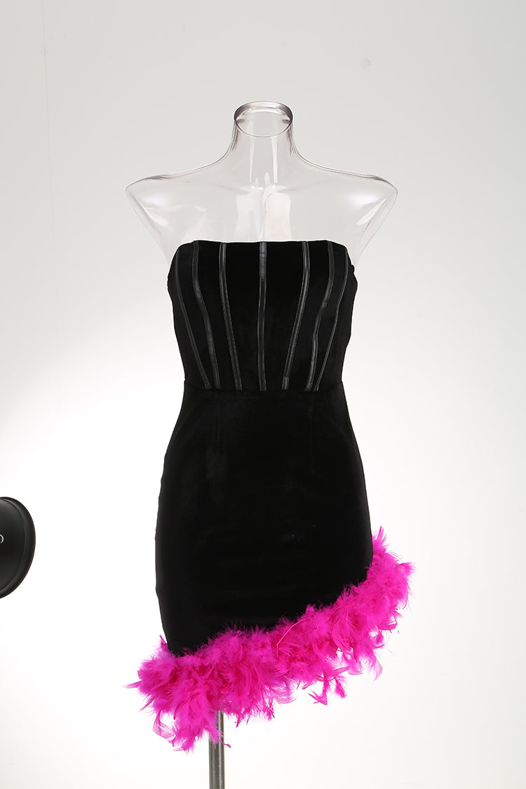 Party Swan Pink Feather Mini Dress