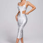 Silver Bandage Kiara Midi Bandage Dress