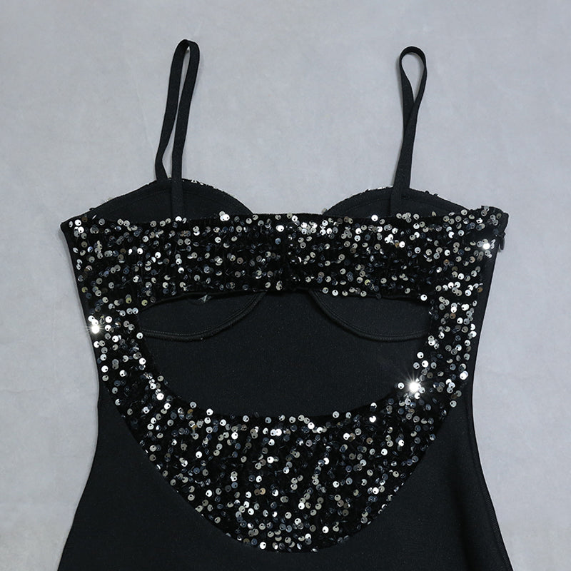 Open Back Sequin Midi Mini Bandage Dress