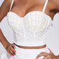 Bustier Cami Corset Sadaf beaded White