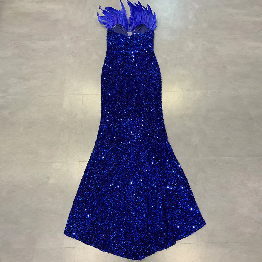 Pre-Order Abi Feather Sequin Maxi SHR5