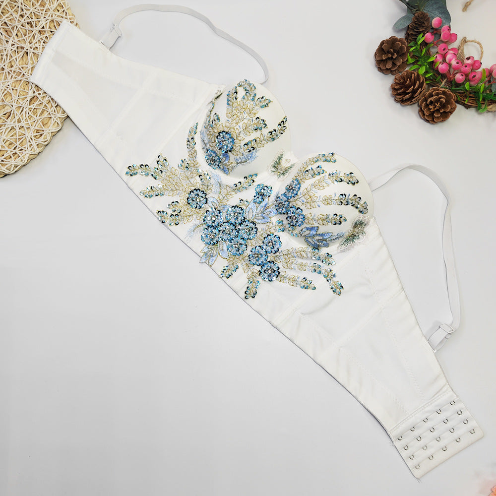 Bustier Cami Corset Flower Sefid