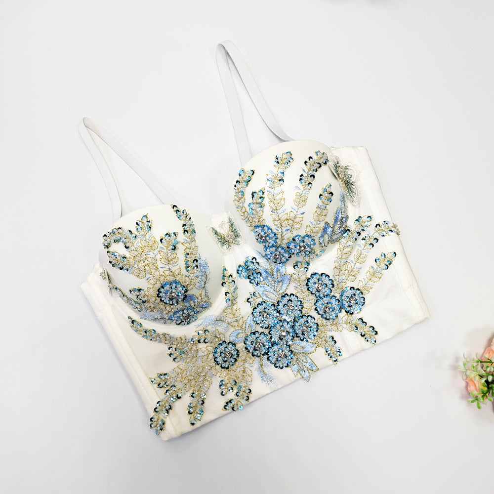 Bustier Cami Corset Flower Sefid