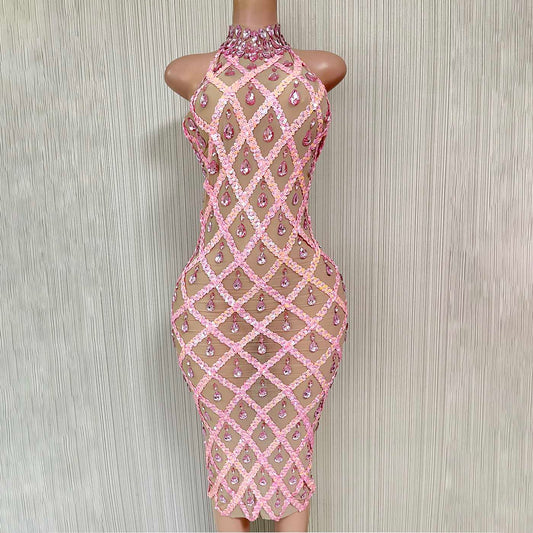 Handmade Crystal Barbie Pink Maxi