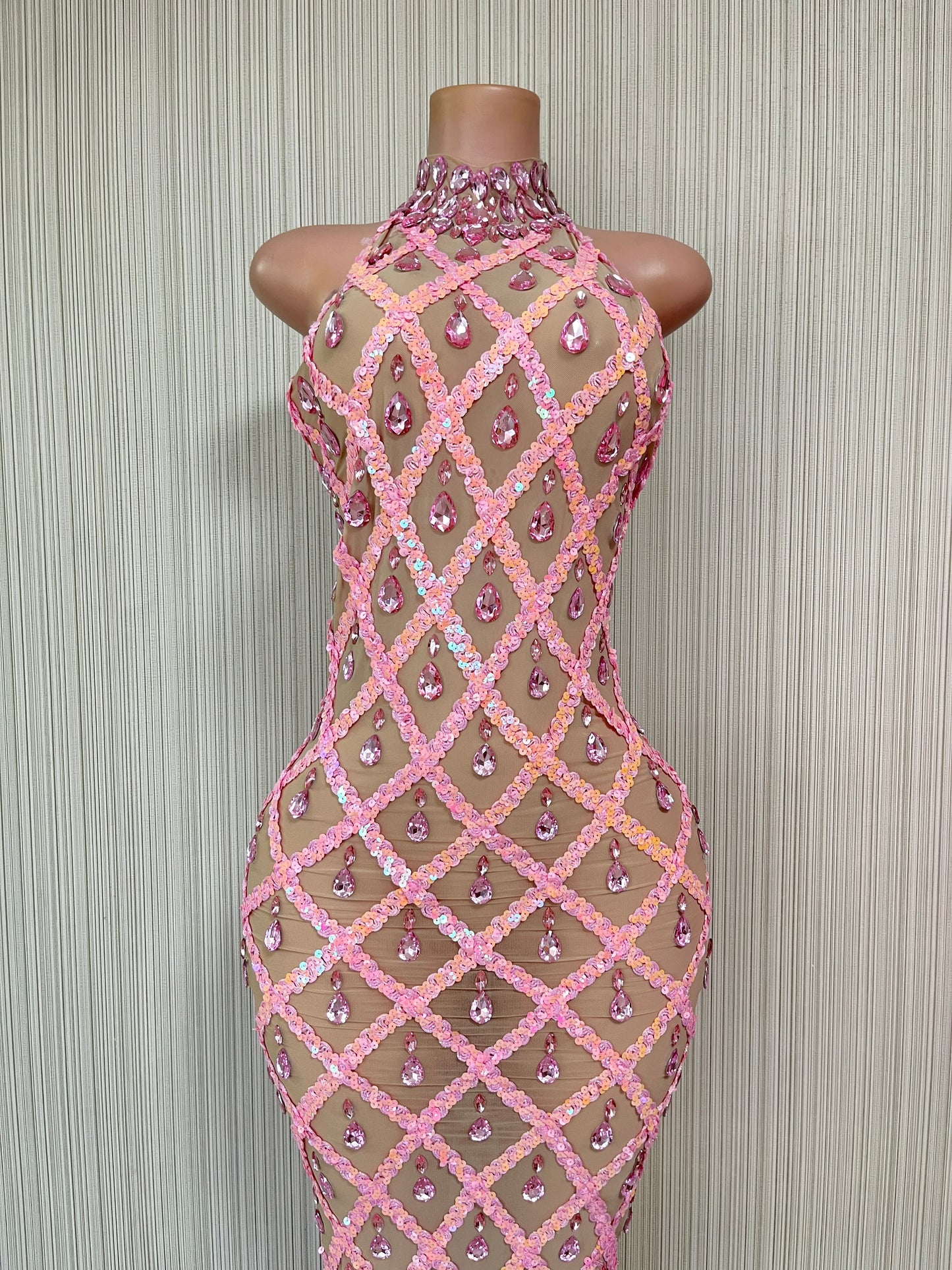 Handmade Crystal Barbie Pink Maxi