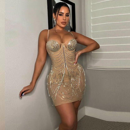 Nude Party Girl Mini Dress