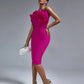 Pink/Purple Elly Bandage Midi Dress