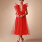 Red Voile Shana Midi Dress
