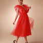 Red Voile Shana Midi Dress