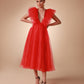 Red Voile Shana Midi Dress
