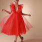 Red Voile Shana Midi Dress